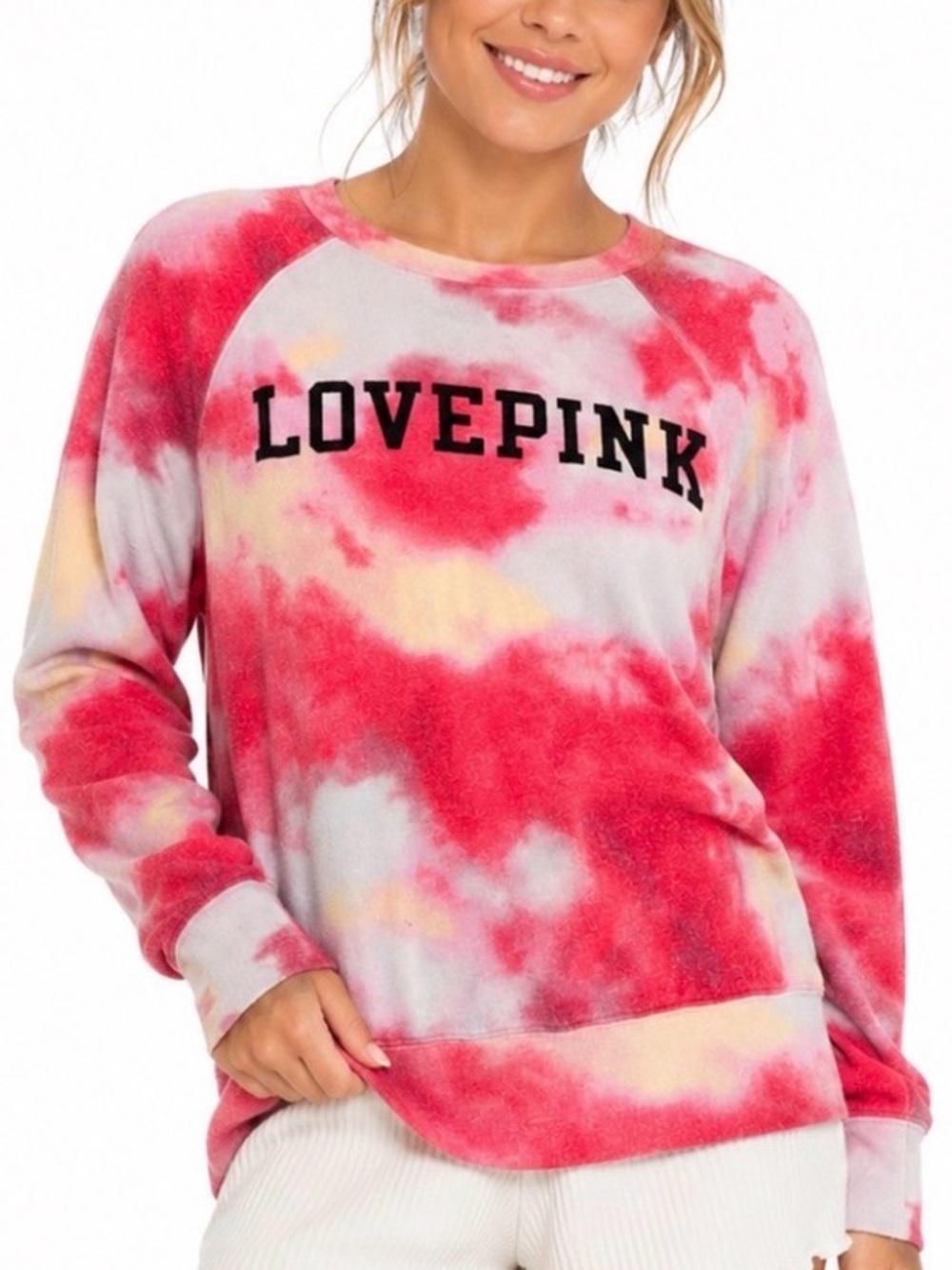 *Final Price* VS PINK Cozy Love Pink Tie-Dye Crewneck Sweatshirt Medium